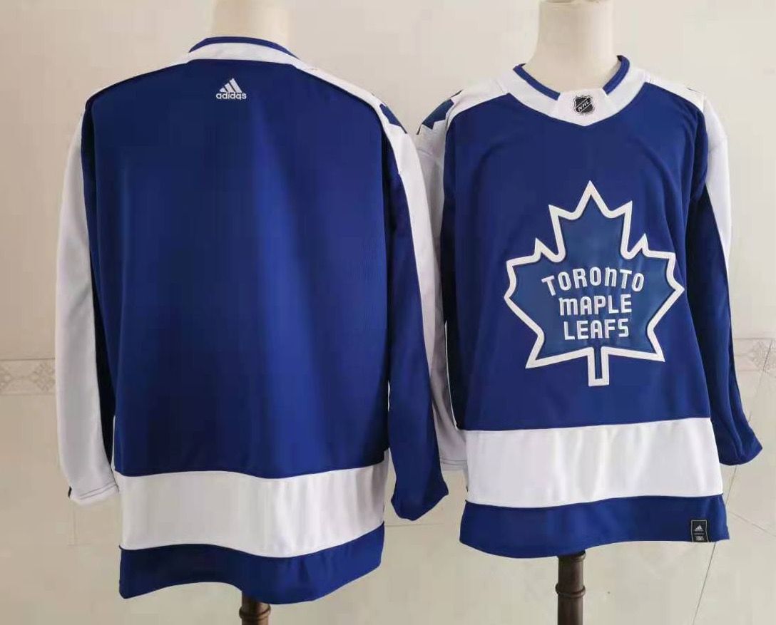 Custom Men Toronto Maple Leafs Blank Blue Authentic Stitched 2021 Adidias NHL Jersey